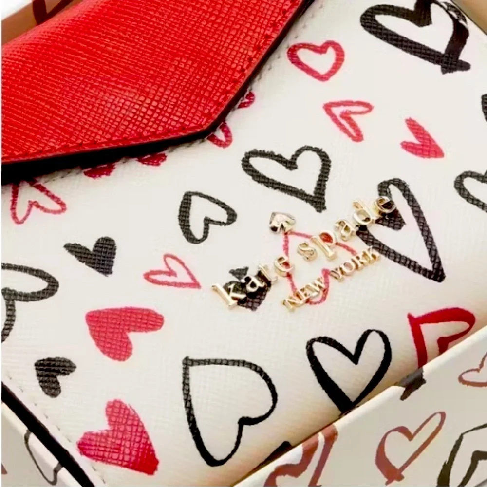Kate Spade Staci Scribble Heart Boxed Wallet Card Set NWT!